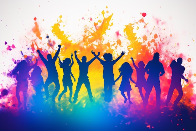 People having fun holi background