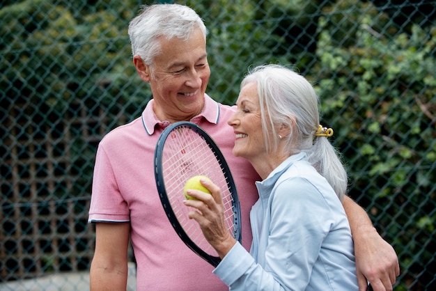 Photo people having happy retirement activity
