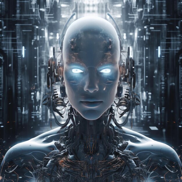 People head Artificial intelligence for the future rise in technological singularity Generative Ai