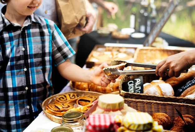 People at healthy local food festive