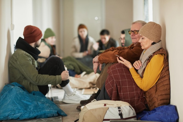 People Hiding in Hallway for Shelter