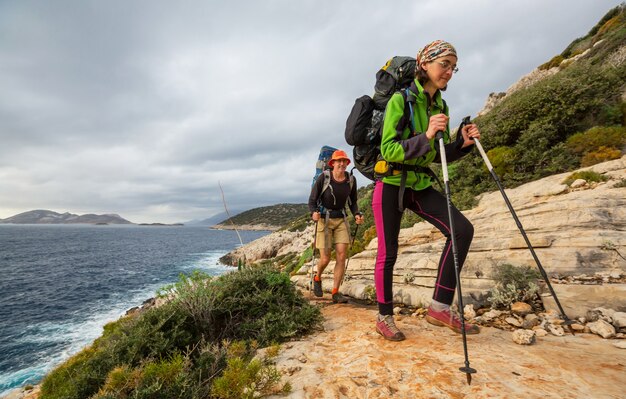 People in hike in the mountains