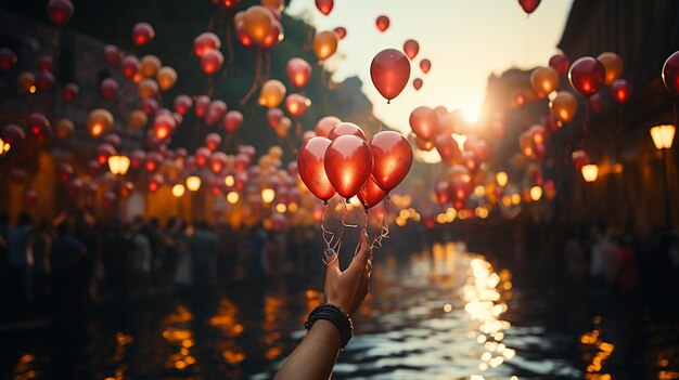 Фото Люди с воздушными шарами на фестивале