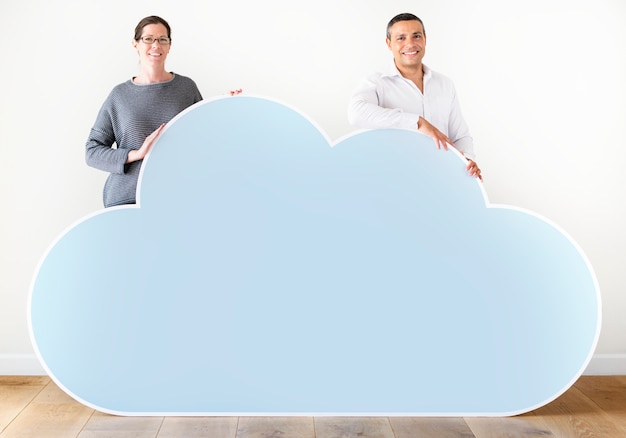 People holding a cloud icon