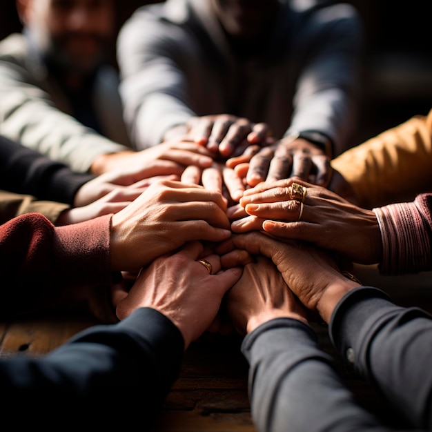 People holding hands teamwork concept