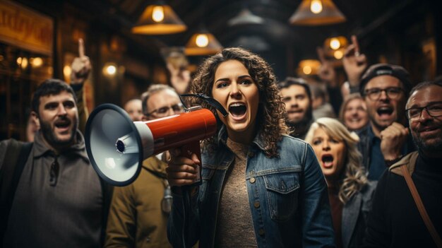 Foto persone con i megafoni per promozioni di marketing