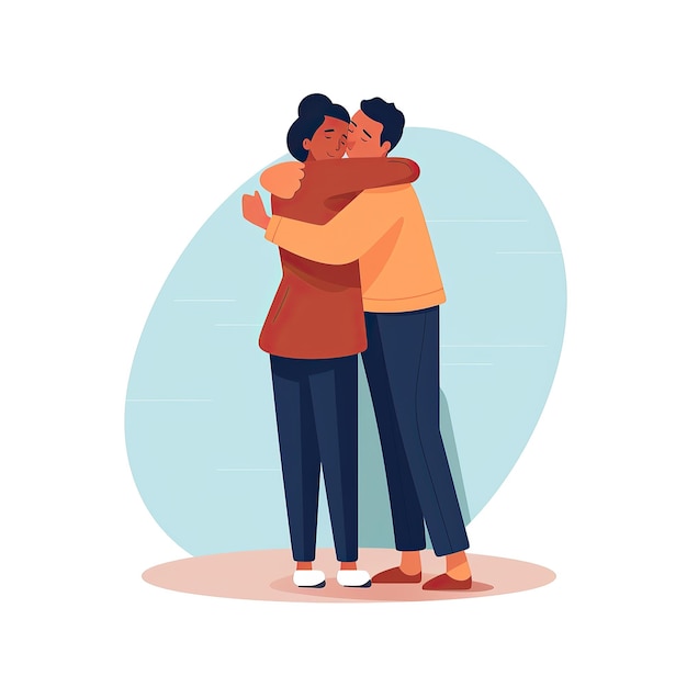 Photo people hugging flat illustration vector