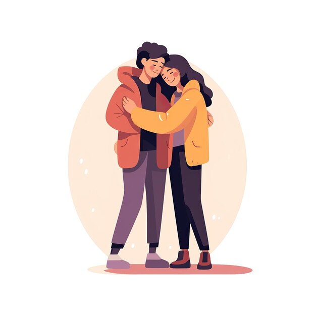 Photo people hugging flat illustration vector