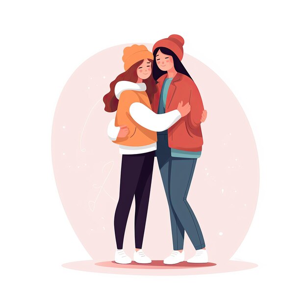 Photo people hugging flat illustration vector