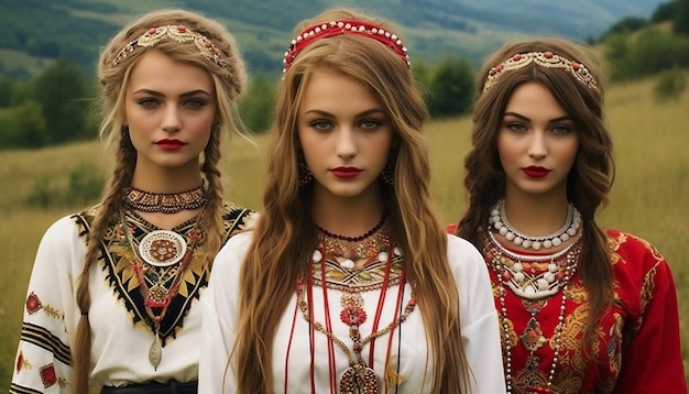Фото Люди в различных румынских пейзажах, носящие мартисор