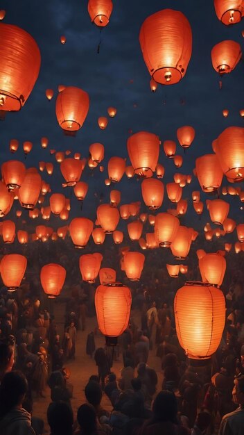 People is launching lantern to the sky