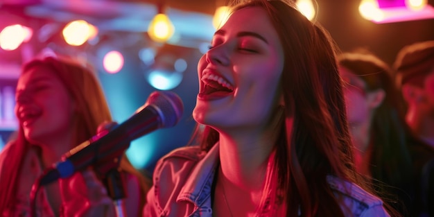 people in a karaoke bar sing Generative AI