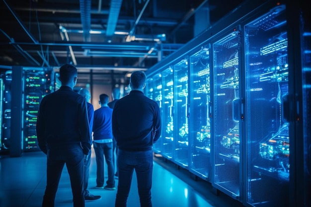 people looking at a computer screen with the words " power " on the bottom.