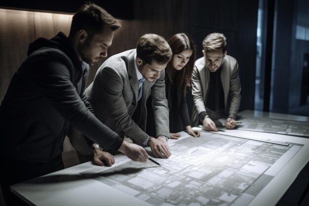 People looking at a map of the city