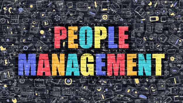 People Management in Multicolor Doodle Design