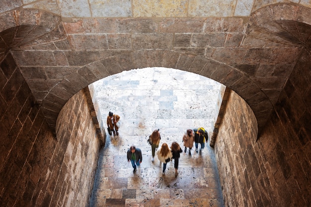 People at medieval fortress in Valencia