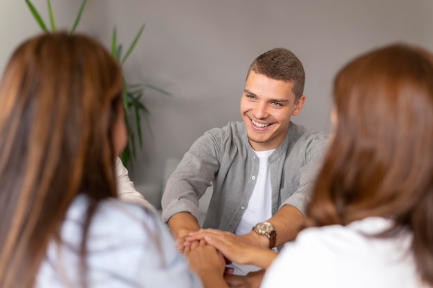 People meeting at community center