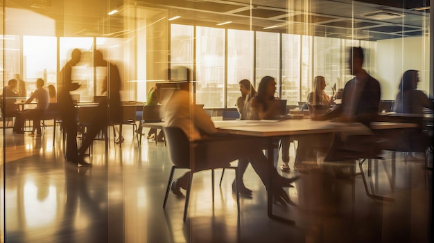 People in a meeting room with a glass wall.