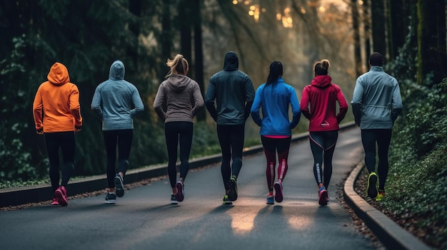 Photo people on morning running in urban area