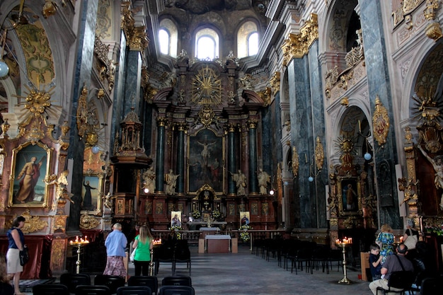 People in one of the magnificent churches of Lvov