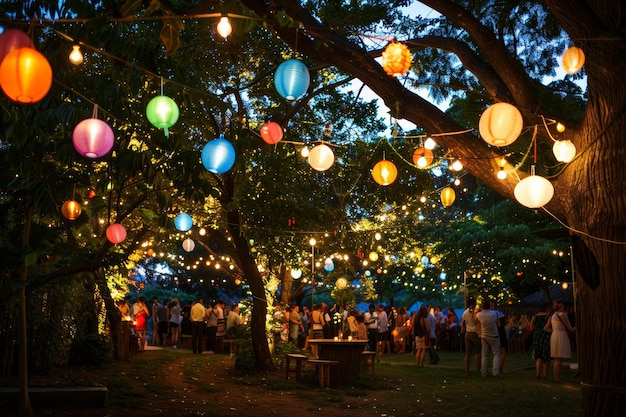 people at the open air beach summer party