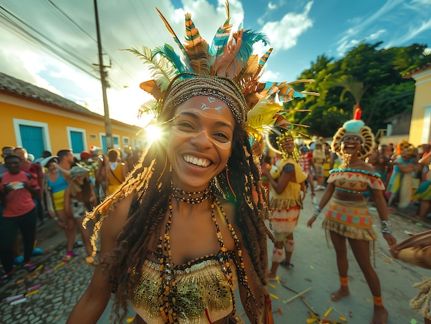 Photo people participating in a traditional carnival celebration i neighbor holiday activities background