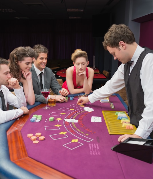 People playing poker in a casino