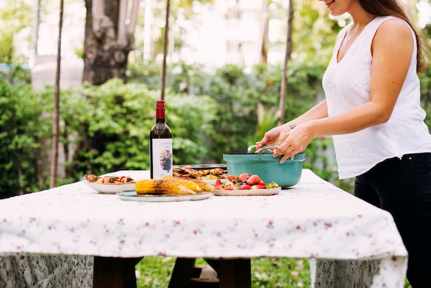 People preparing food for party