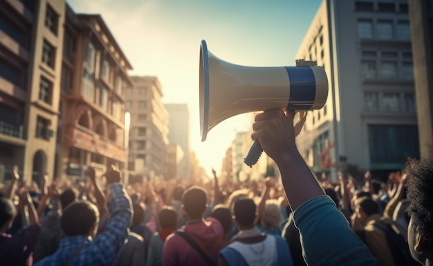 Люди протестуют против общественных активистов на митинге