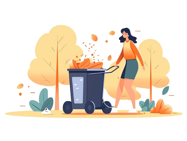 Photo people putting wrapper in trash can vector website banner happy earth day
