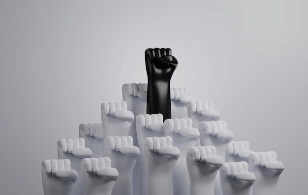 people raise their fists for racial community unity anti racism protest support equality