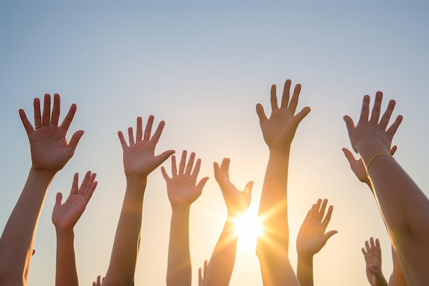 People raising their hands in the air