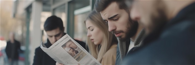 Photo people reading the newspaper