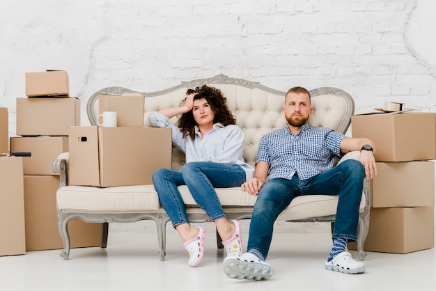 People resting after relocation