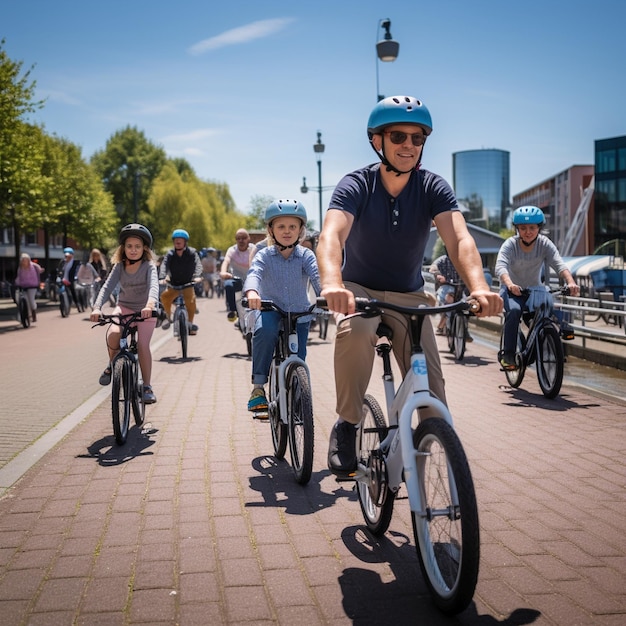 Photo people riding a bicycle happy bike riders ciclistas