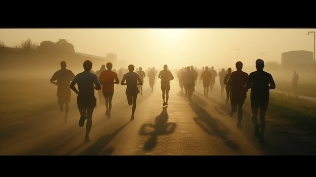 People run a marathon through the fog Generative AI