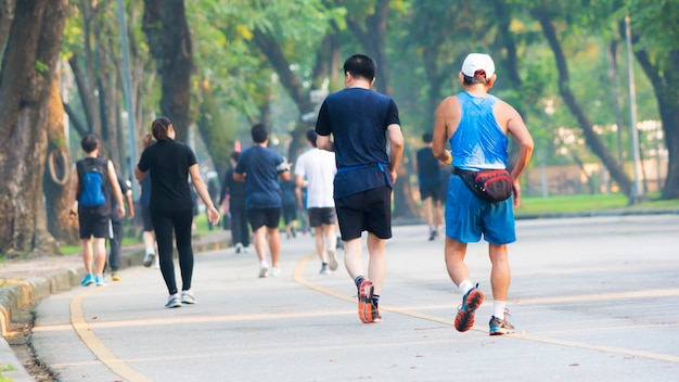 People running in the park