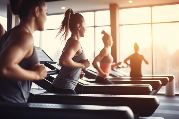 people running on a treadmill in a gym