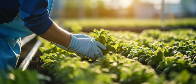 Руки людей, заботясь о сборе овощей, которые были созданы реалистичным генеративным ИИ