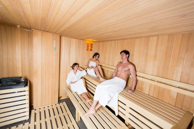 People in the sauna