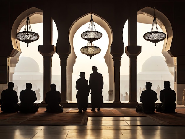 Photo people sholat in mosque