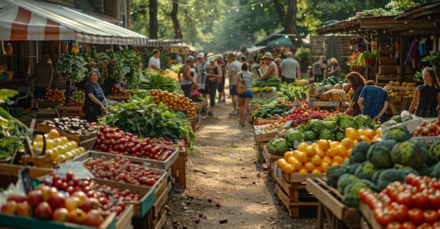 People shopping at farmers market