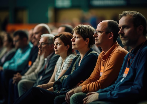 People sit in the conference hall