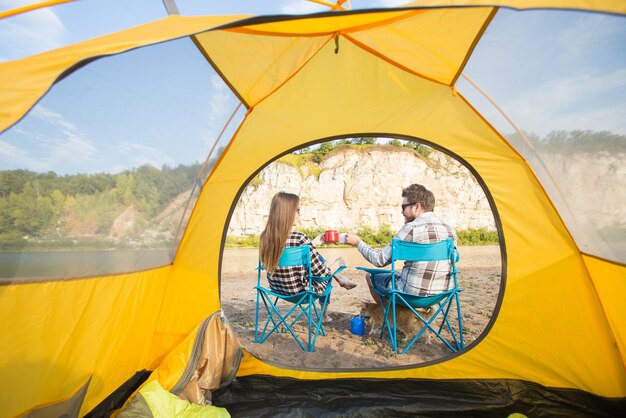 People sitting in tent