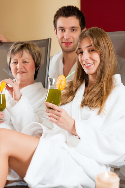 People in Spa with Chlorophyll-Shake