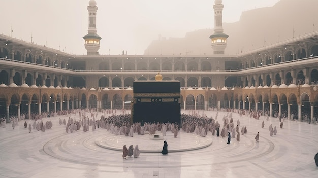 People standing around a Kaaba