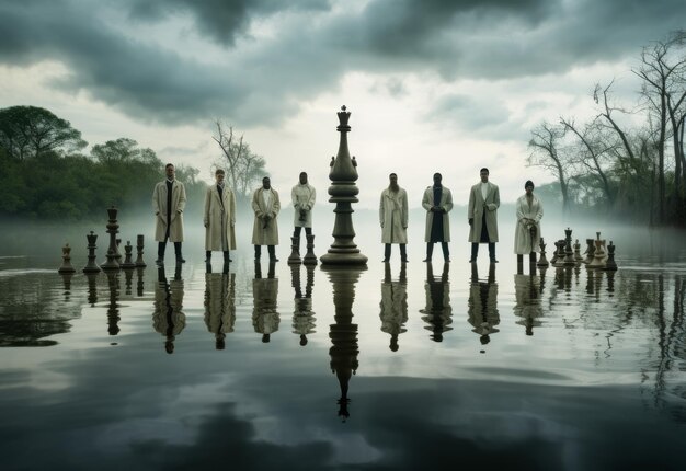 People Standing on Top of a Lake Enjoying the View and Each Others Company