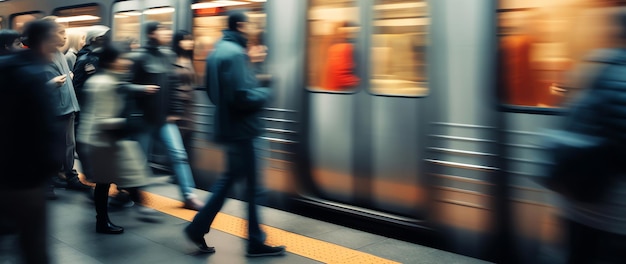 Люди в метро, созданное ИИ изображение