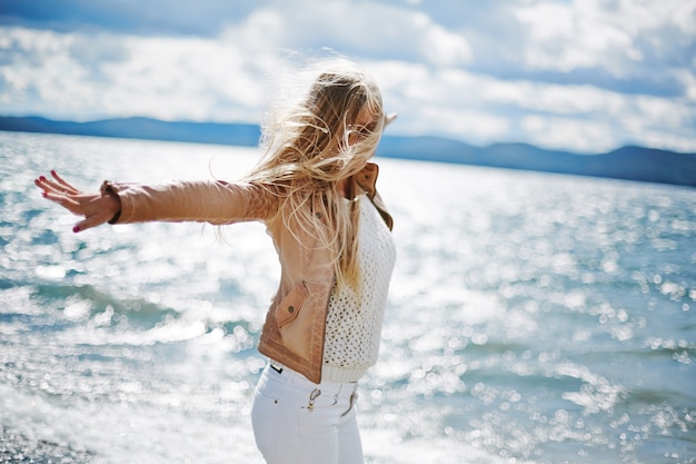 people summer enjoying blonde windy