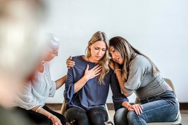 People support each other in a rehab session